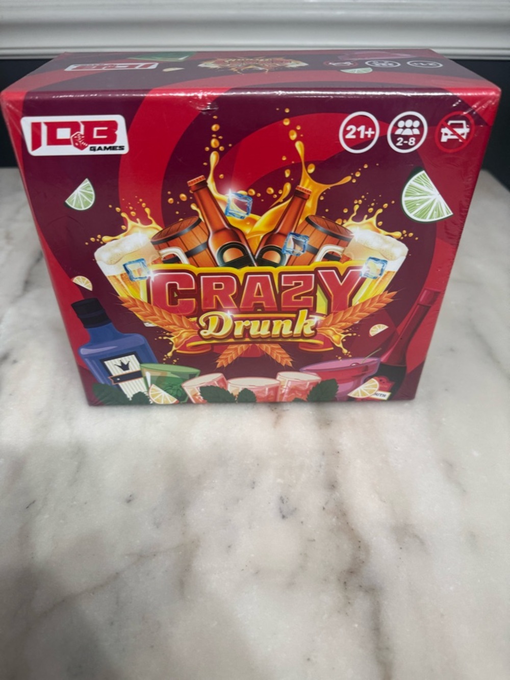 Icebreaker Crazy Drunk Party Game - Maroon and Yellow Accents